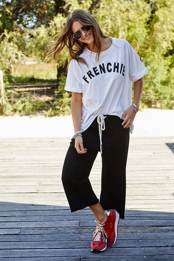 Frenchie Crop Track Pant - Black