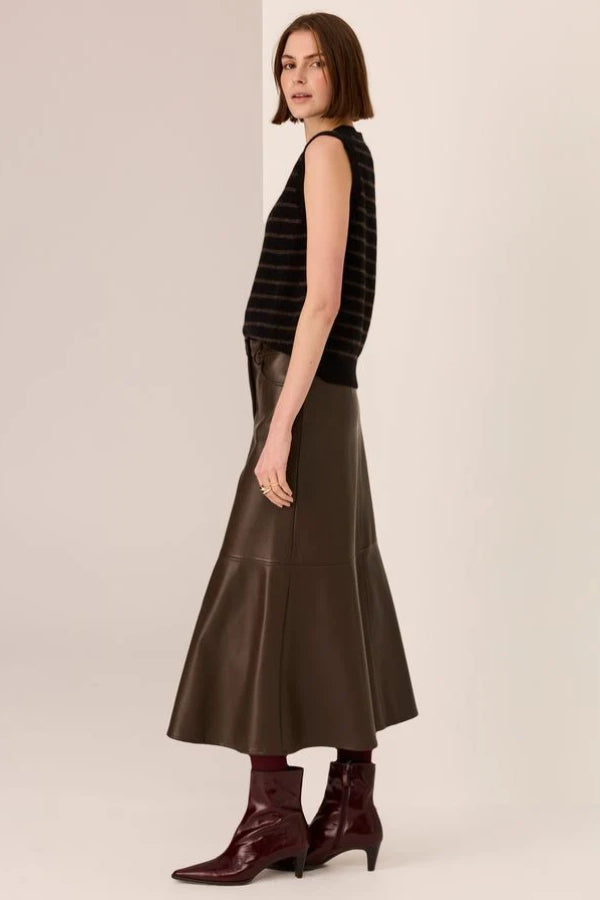 Carmel Stripe Vest - Black/Choc