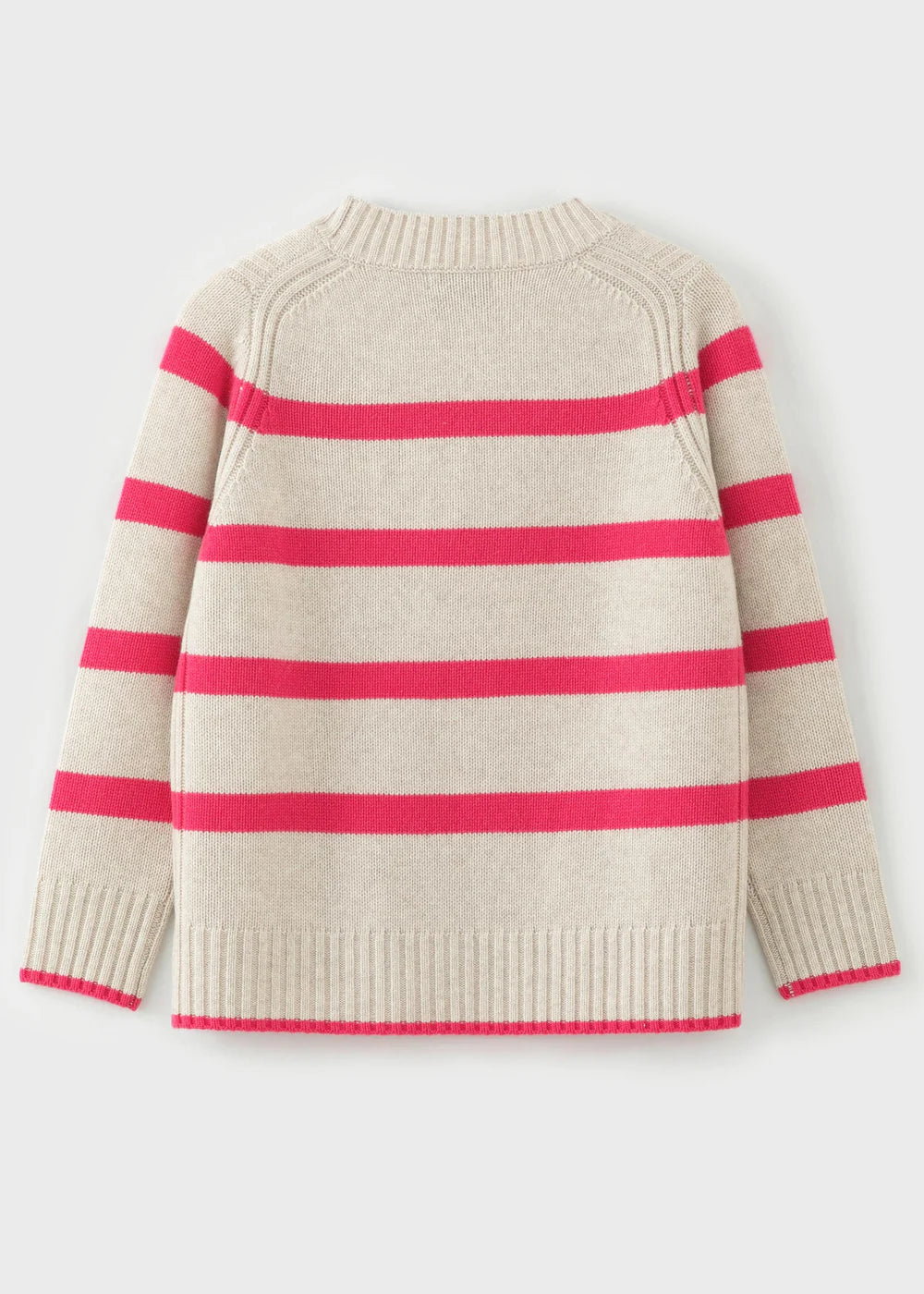 Cashmere Blend Multi Stripe V Neck - Pink Flash