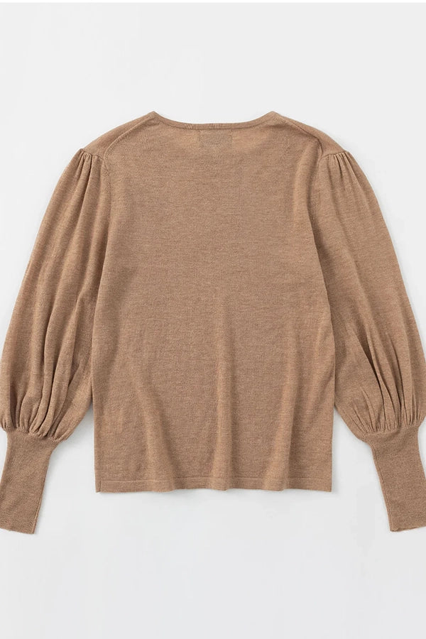 Cashmere Blend Bell Sleeve Top - Spice