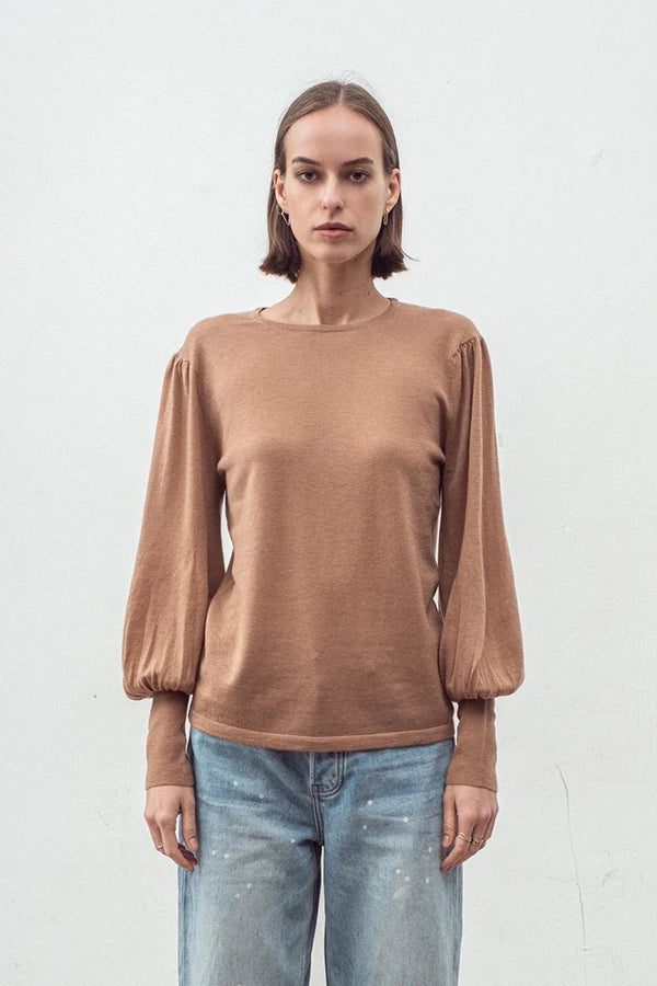 Cashmere Blend Bell Sleeve Top - Spice