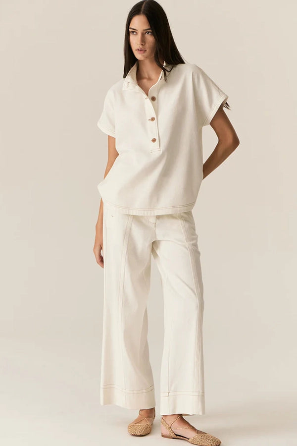 Carsen Full Length Denim Pant - Ecru