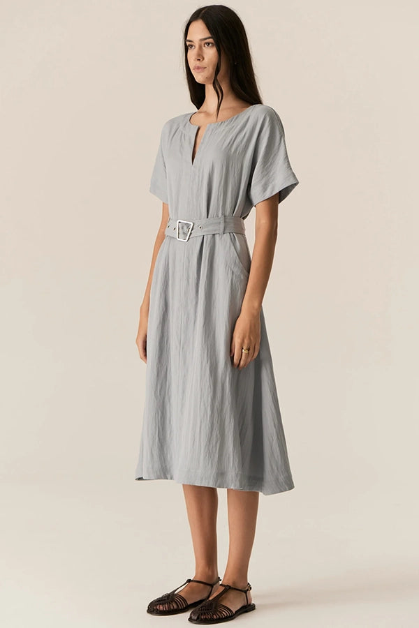 Faire Belted Dress - Sky
