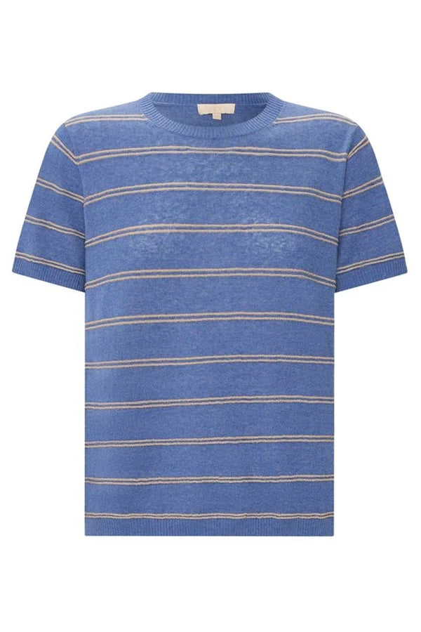 Sable Stripe Knit Tee | Blue/Gold