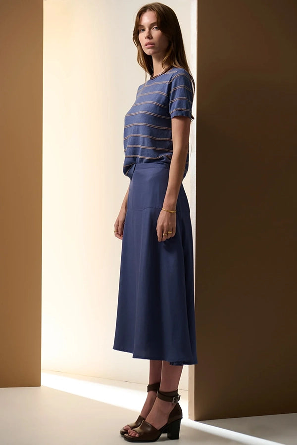 Sable Stripe Knit Tee | Blue/Gold