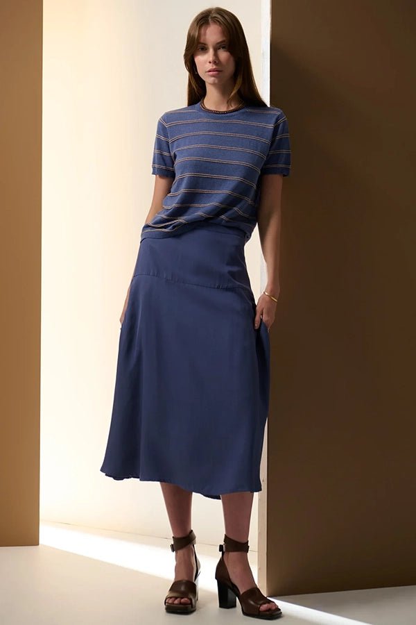 Sable Stripe Knit Tee | Blue/Gold