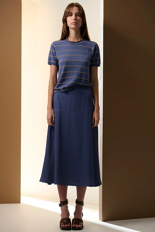Sable Stripe Knit Tee | Blue/Gold