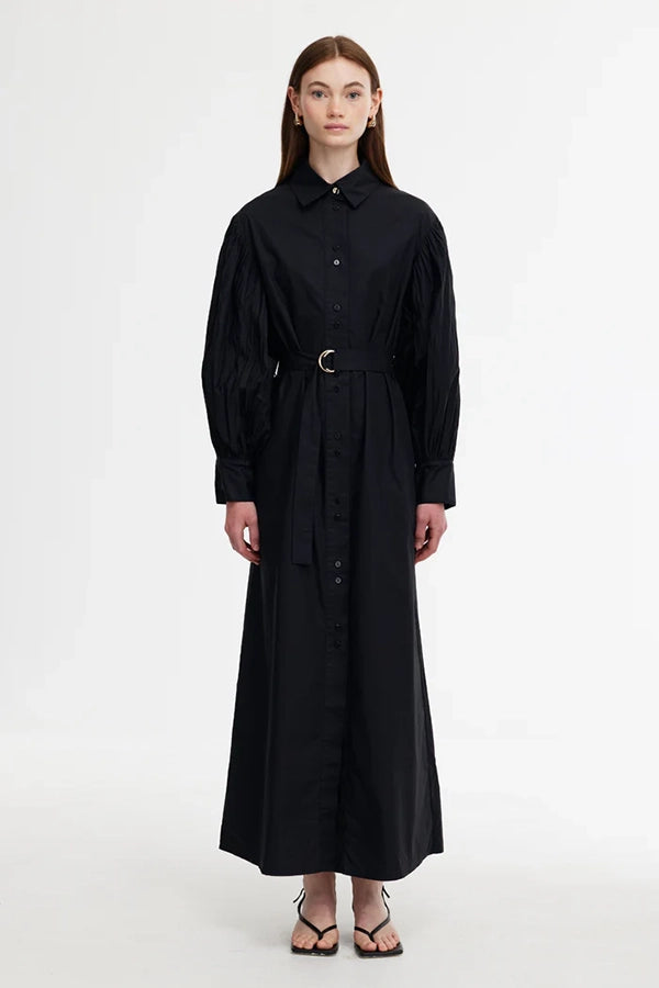 Harlow Pleat Dress - Black