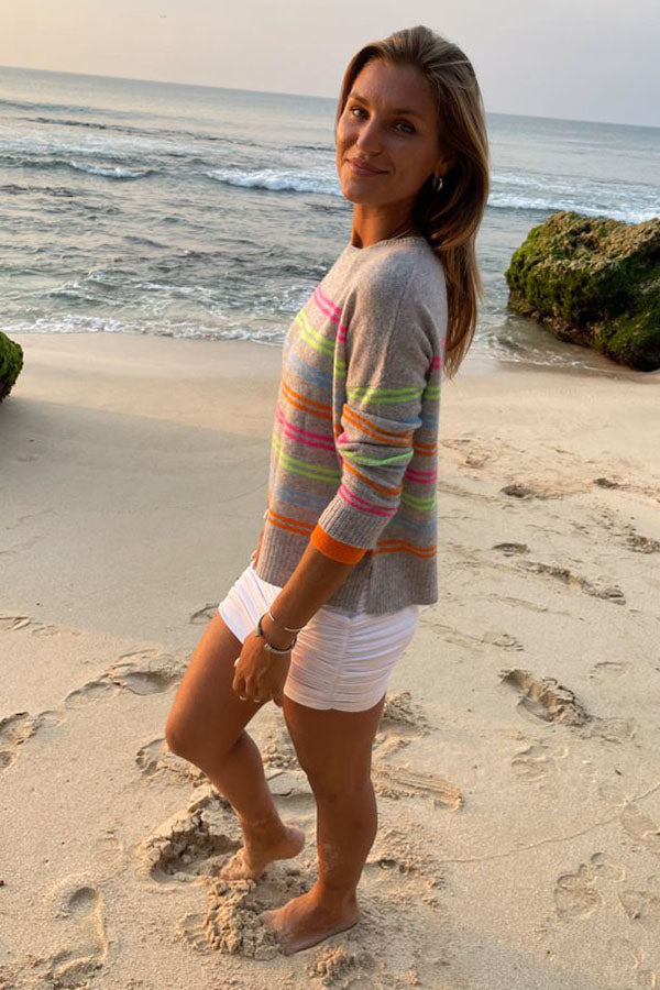 Rainbow Stripe Knit - Grey & Multi Stripes