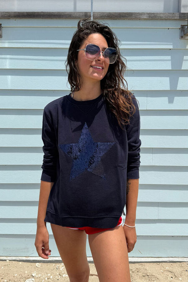 Zip Sweatshirt – Navy with Navy Sequin Star