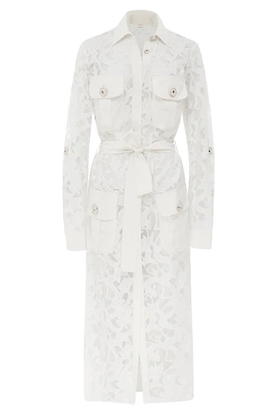 Summer Lace Shirt Dress White