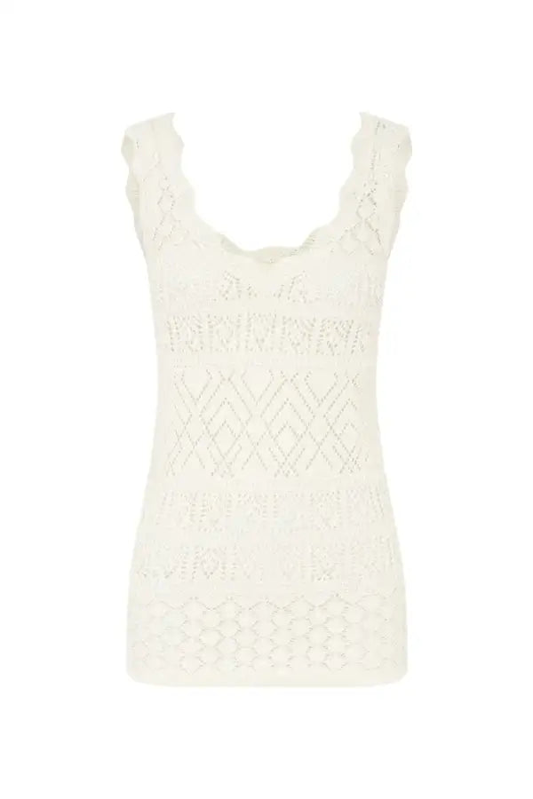 Bruna Pointelle Top - White Splash