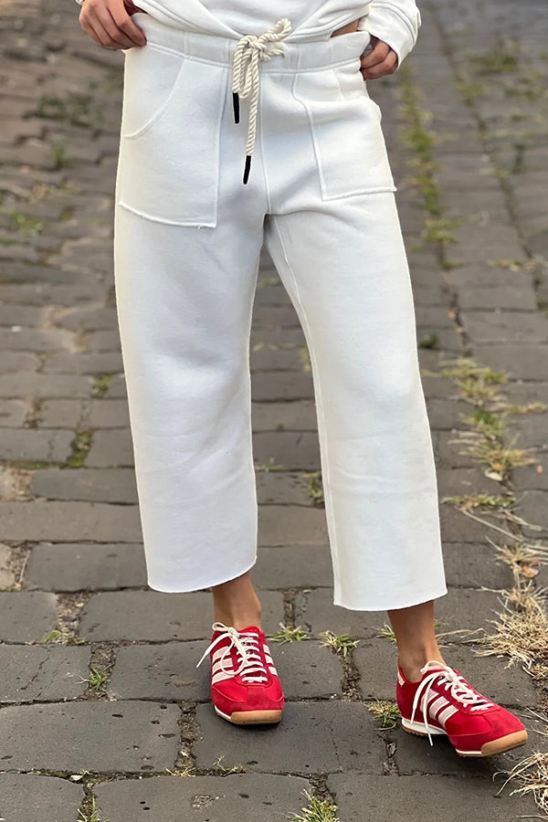 Frenchie Crop Track Pant - Off White
