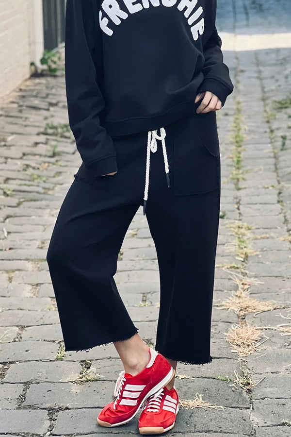Frenchie Crop Track Pant - Black