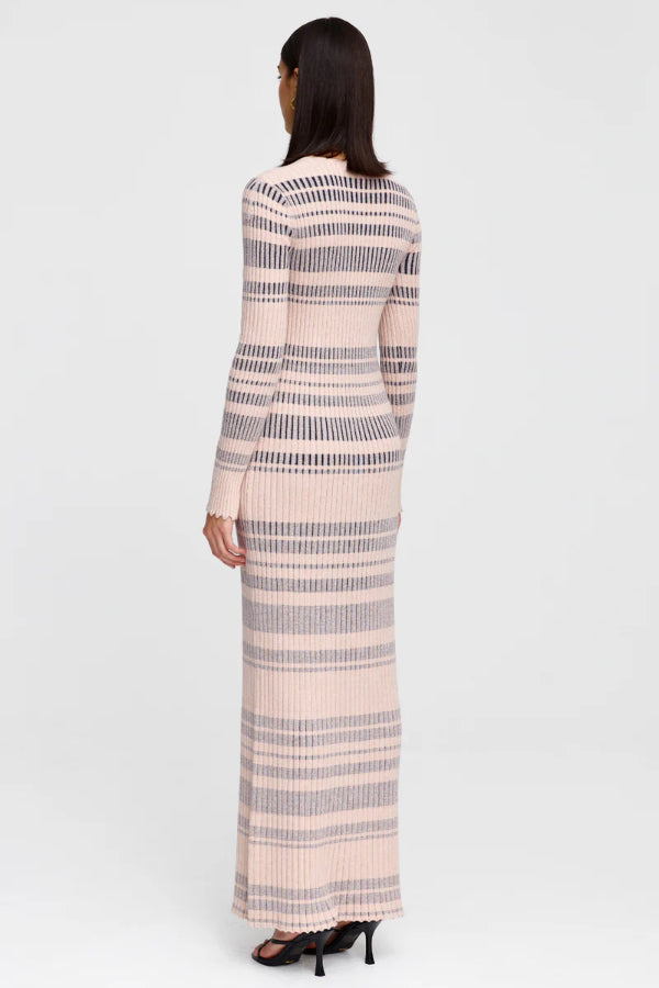 Celeste Knit Dress - Stone + Navy Stripe
