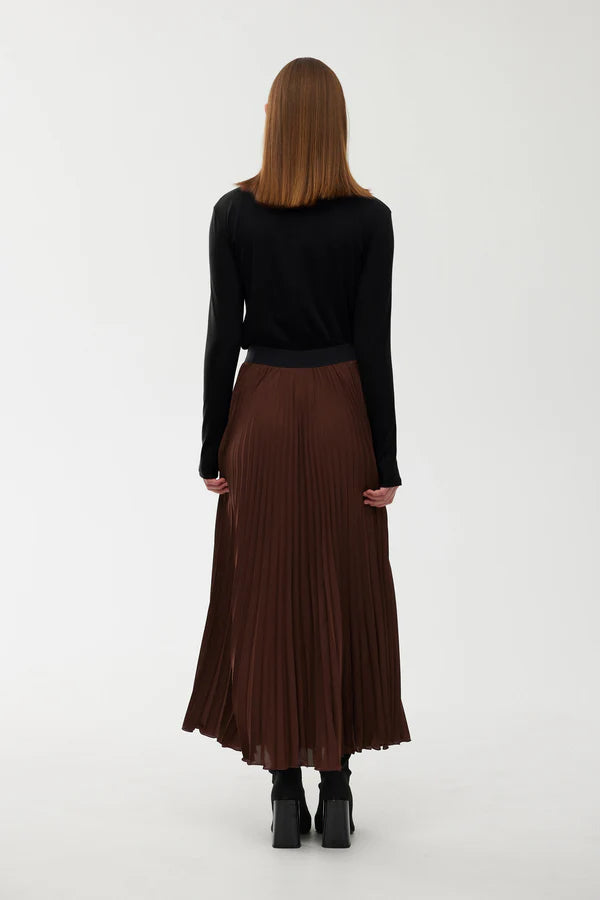 Goldie Pleat Skirt - Chocolate