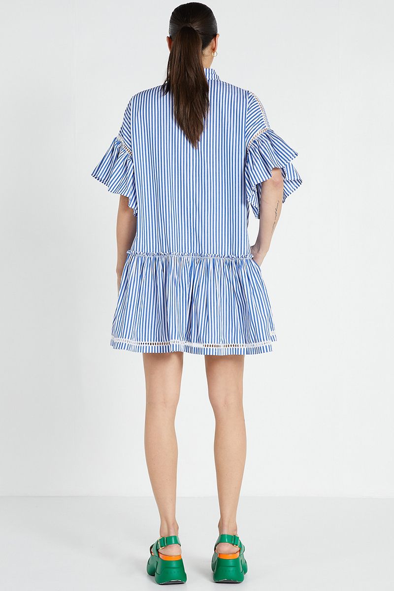 Genoa Mini Dress  - Blue/White Stripe