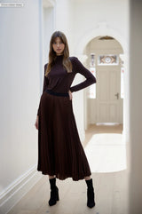 Goldie Pleat Skirt - Chocolate