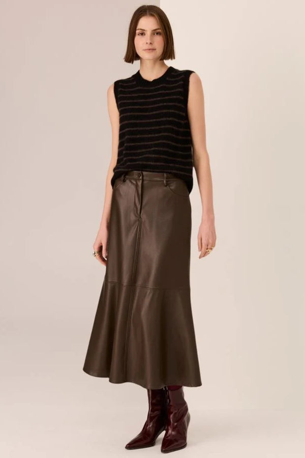 Carmel Stripe Vest - Black/Choc