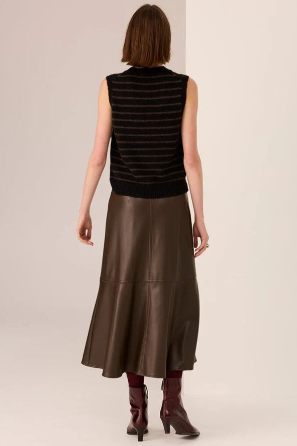 Carmel Stripe Vest - Black/Choc