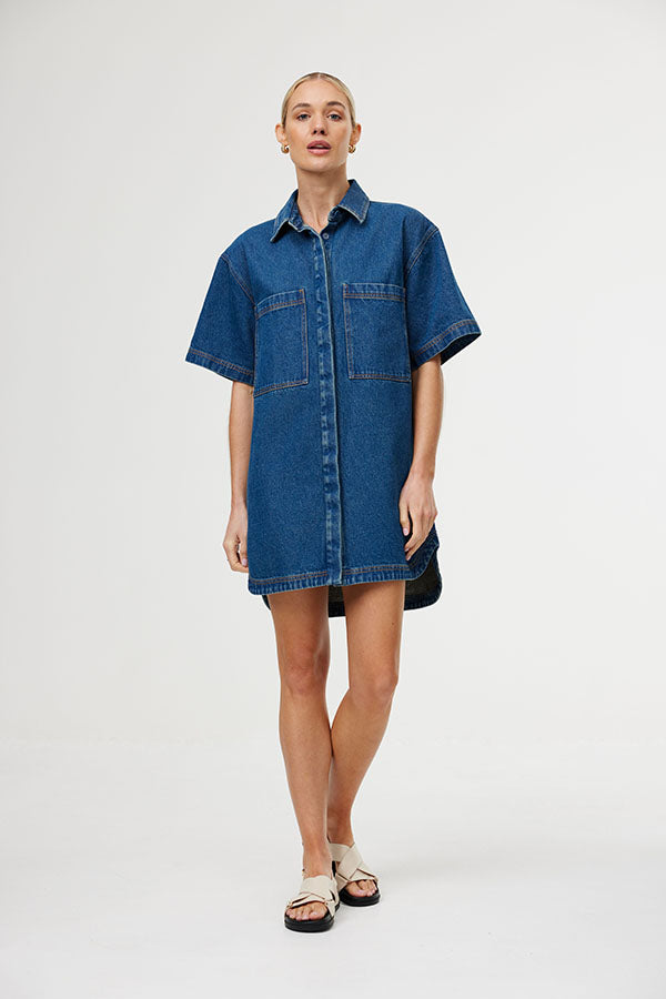 Freya Dress - Dark Denim