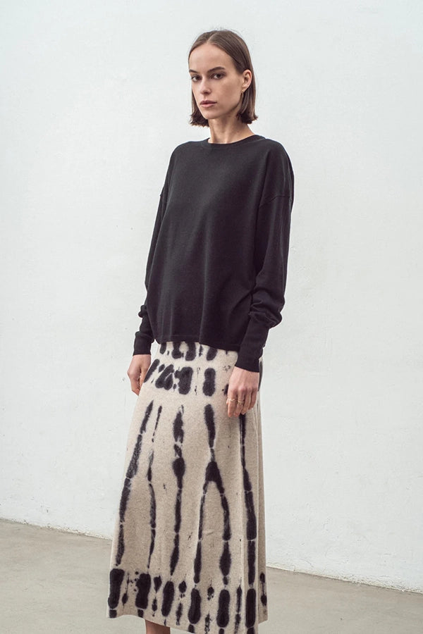 Cashmere Blend Tulip Sleeve Top - Black