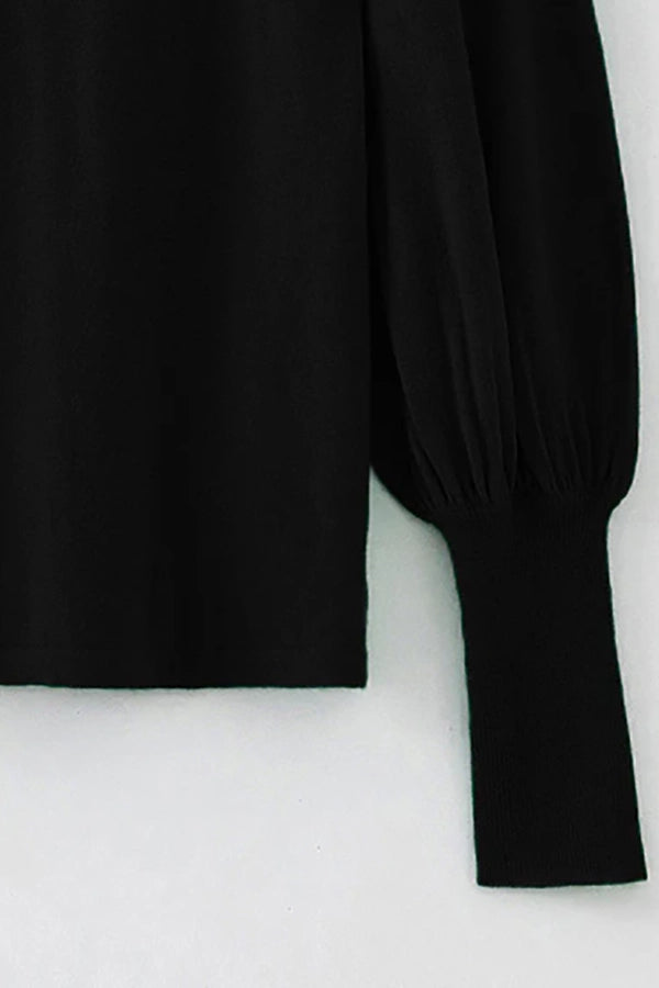 Cashmere Blend Bell Sleeve Top - Black