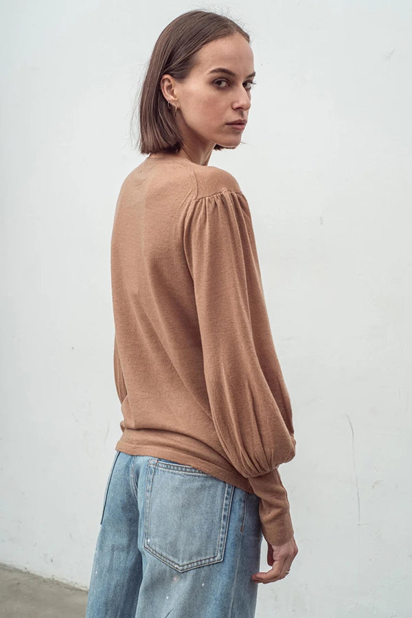 Cashmere Blend Bell Sleeve Top - Spice