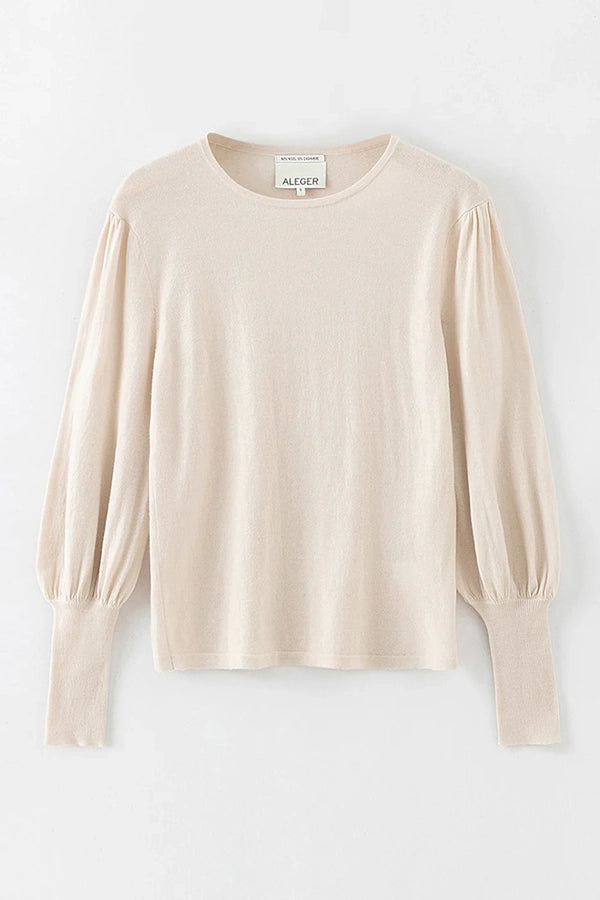 Cashmere Blend Bell Sleeve Top - Winter White