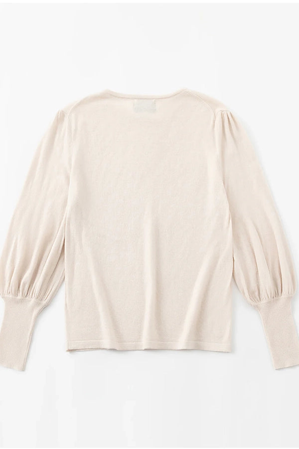 Cashmere Blend Bell Sleeve Top - Winter White