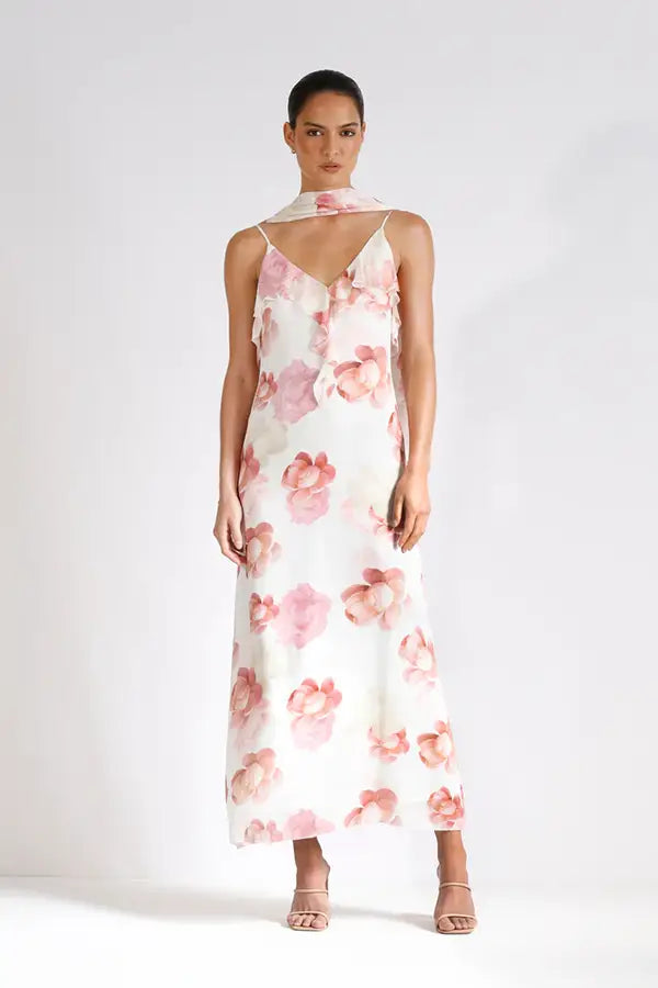 Memoirs Ruffle Midi - Pink Floral