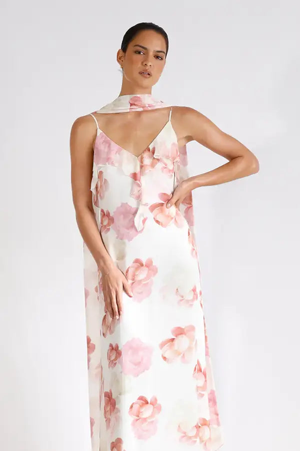 Memoirs Ruffle Midi - Pink Floral