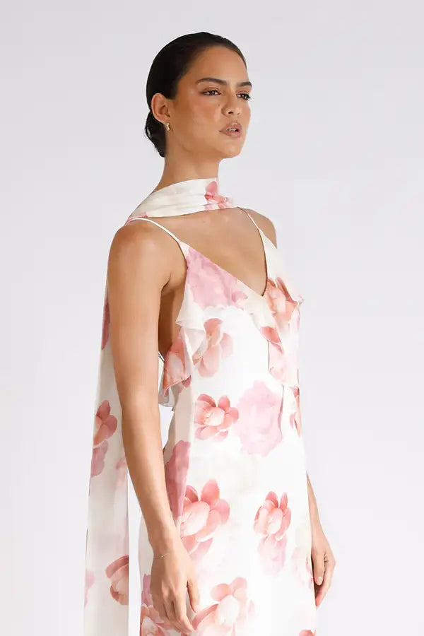 Memoirs Ruffle Midi - Pink Floral