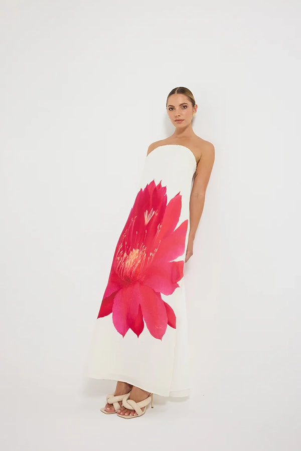 Aurelia Strapless Maxi - Magenta Floral