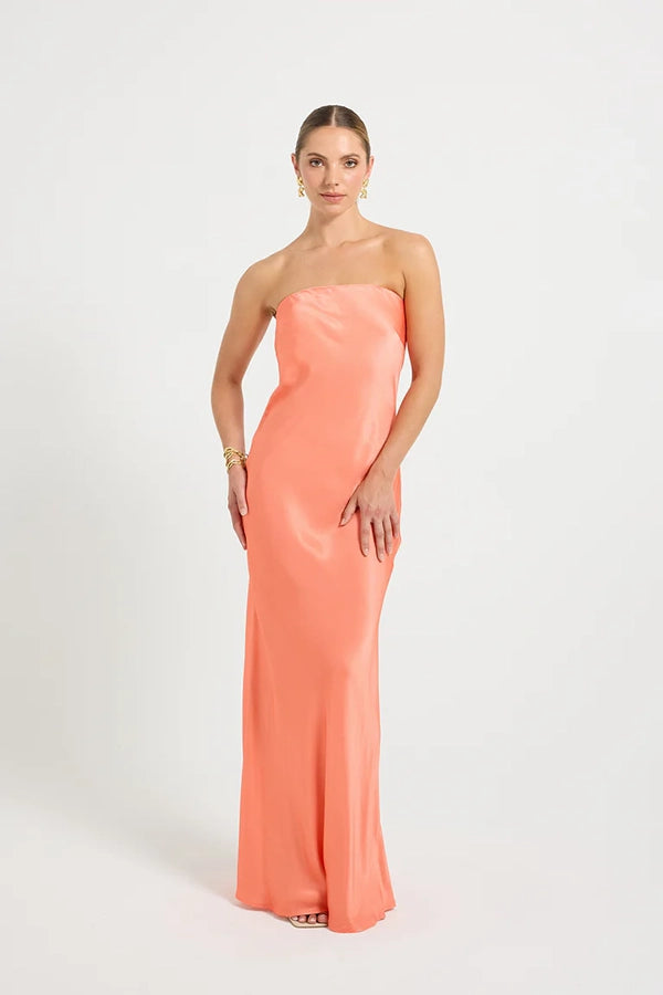 Quinn Strapless Maxi - Tangerine