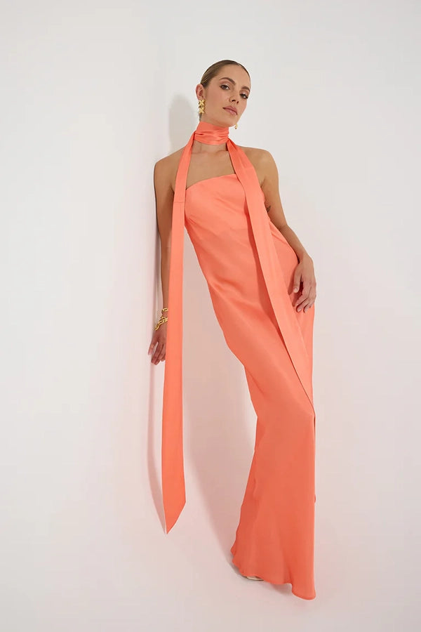 Quinn Strapless Maxi - Tangerine