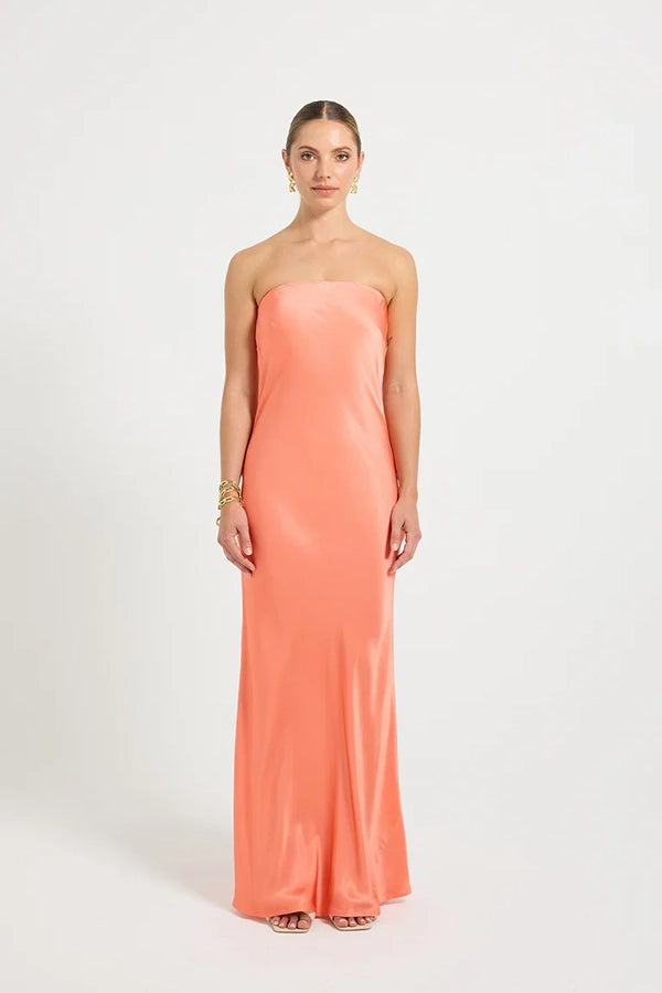 Quinn Strapless Maxi - Tangerine