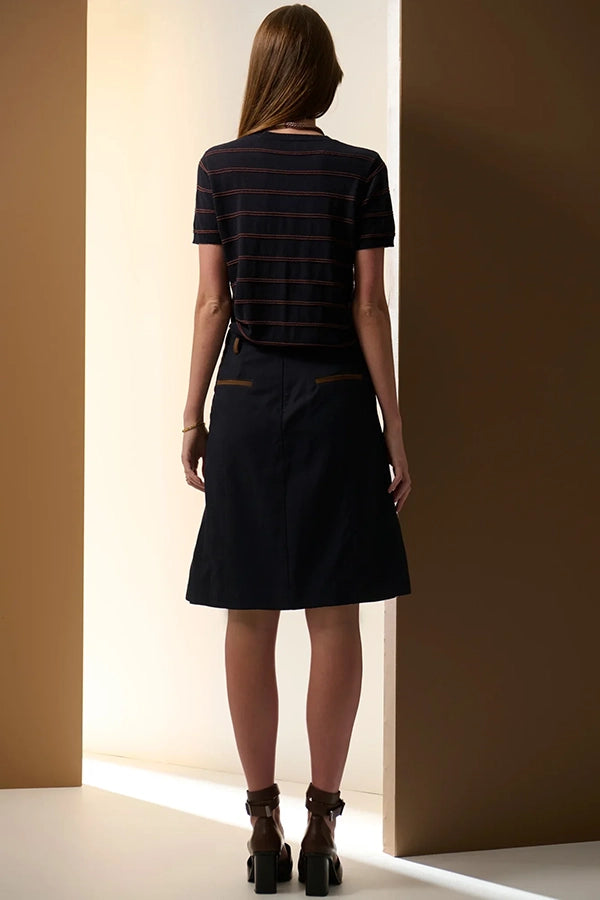 Sable Stripe Knit Tee | Ink/Choc