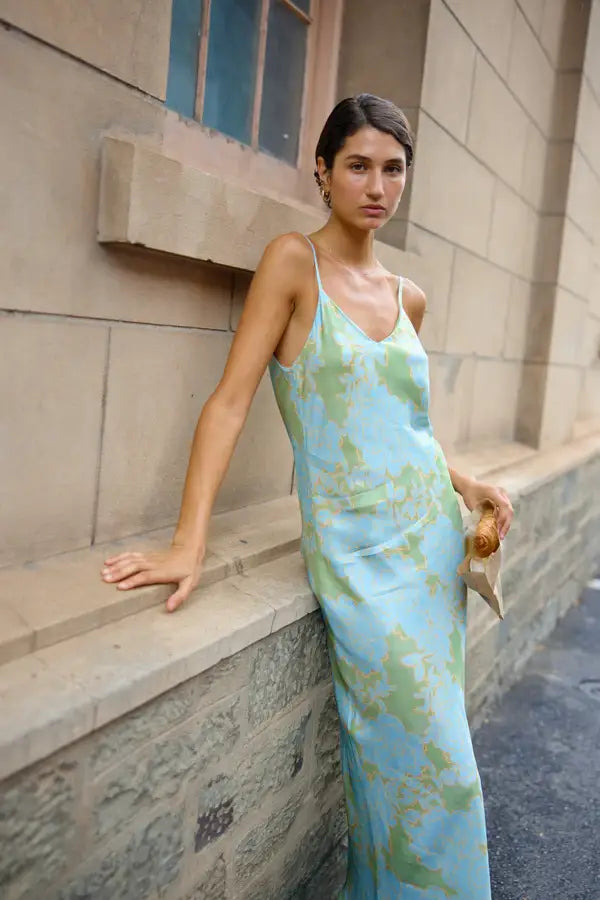 Rou Slip Dress - Ocean Bloom