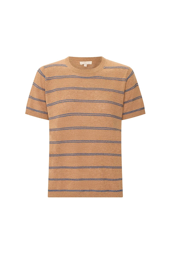 Sable Stripe Knit Tee | Choc/Blue