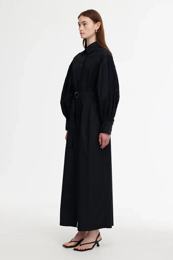 Harlow Pleat Dress - Black