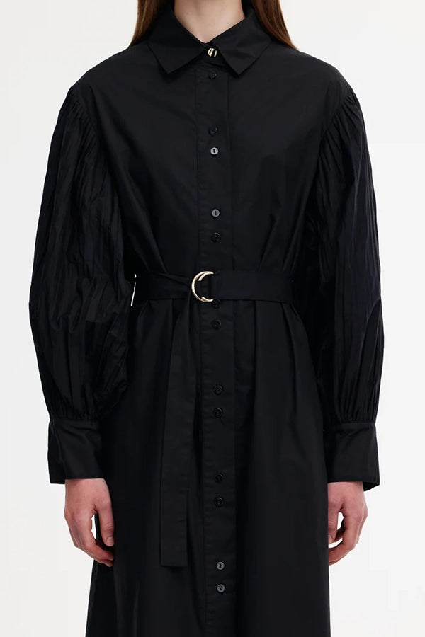 Harlow Pleat Dress - Black