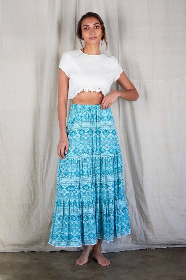 Tara Langfield Malia-Star Teal Maxi Skirt