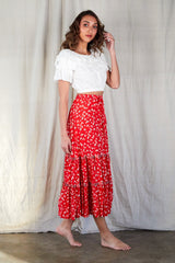 Tara Langfield Maya-Lucia Cherry Red Maxi Skirt