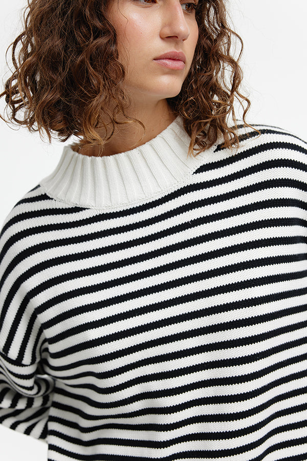 Paige Knit - Black and Ivory Stripe