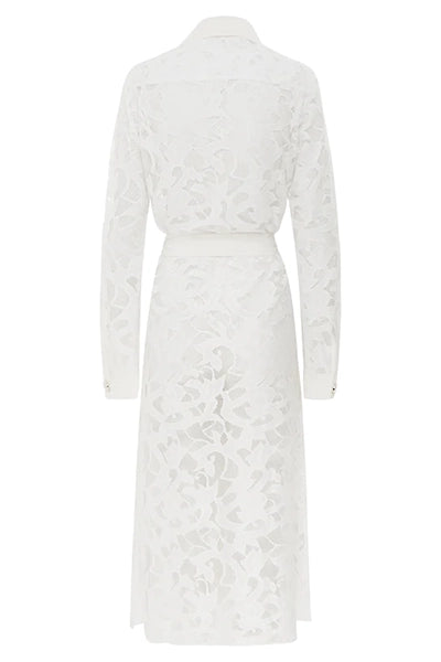 Summer Lace Shirt Dress White