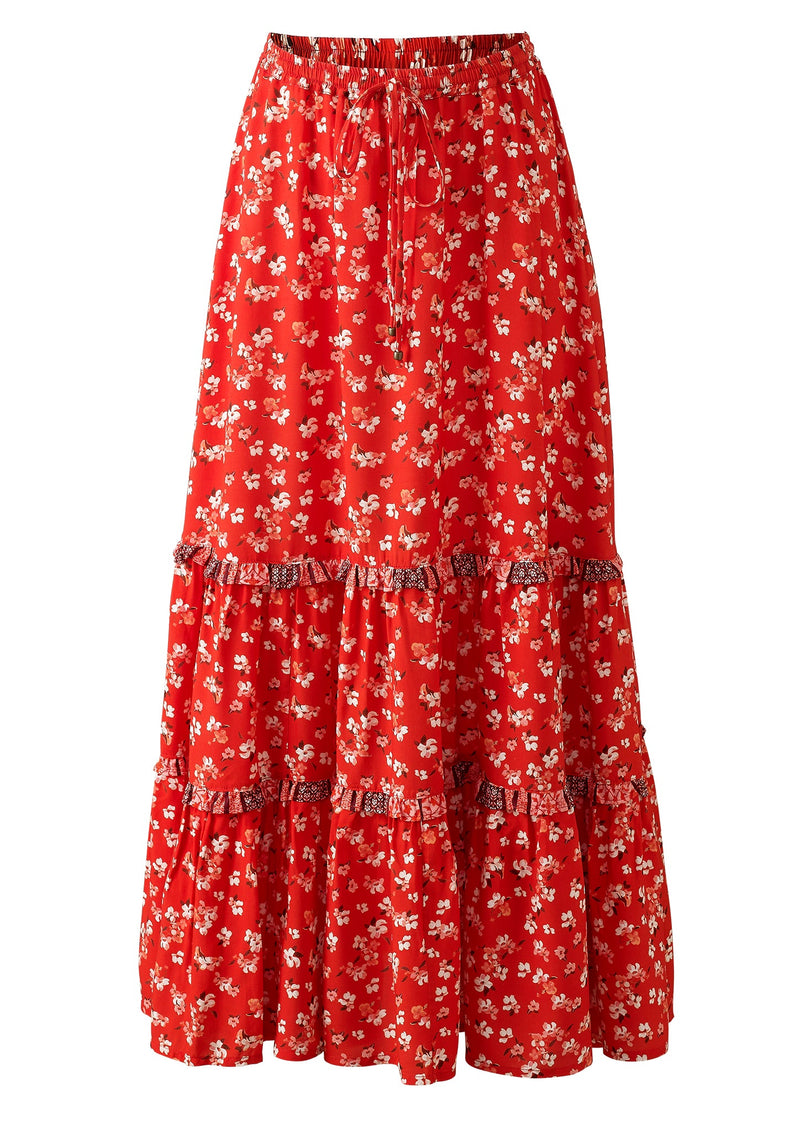 Tara Langfield Maya-Lucia Cherry Red Maxi Skirt