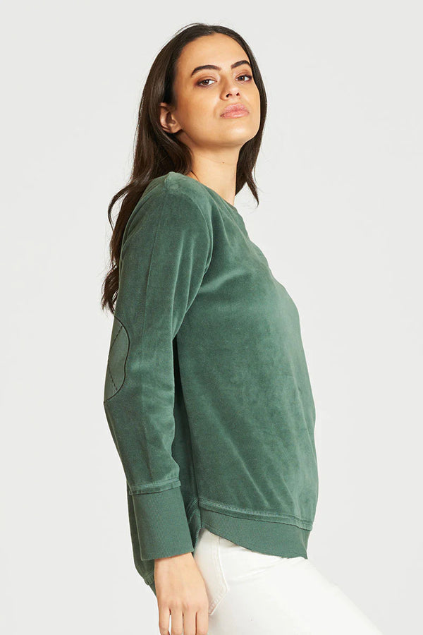 High-Low Velour Sweatshirt - Pine